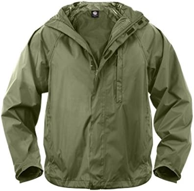 Olive Green Packable Boy Scout Camping Hiking Survival Compact Raincoat Jacket