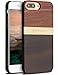 iPhone 8 Plus Case Wood, Unique Plain Color Case Shockproof Hybrid Slim Thin Rubber & Wooden Grain Bumper Protective Cover Case for Apple iPhone 7 Plus / 8 Plus