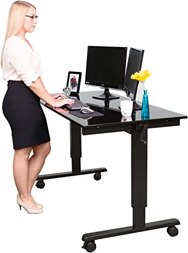 60" Crank Adjustable Height Standing Desk (Black Frame / Gloss Black
Top)