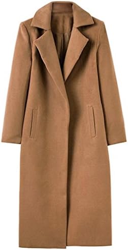 Hunleathy Women's Classic Long Overcoat Jacket Wool Blend Warm Winter Cardigan Coats Brown M