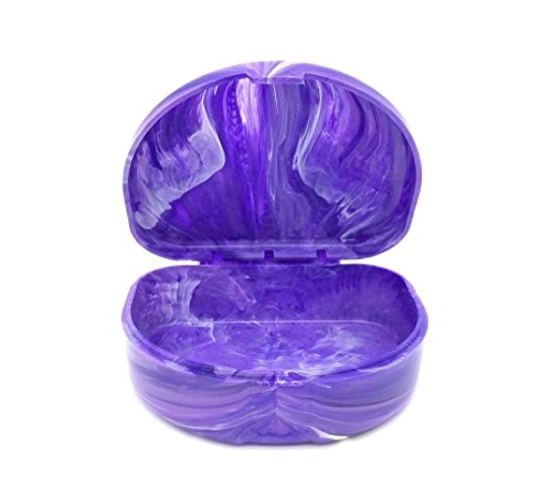 Marbled-Style Orthodontic Retainer Case Mouthguard Box PURPLE
