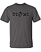 Lucky Ride Marine Corps Bull Dog Front and Back USMC Men's Military T-Shirt, Charcoal, XL
