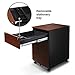 Aurora FC-103RT Modern Soho Design 3-Drawer Metal Mobile File Cabinet with Lock Key/Fully Assembled, Metallic Charcoal/Red Teak