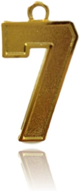 Number 7 Gold Plated Jersey Style Sports Necklace Charm Pendant (0.8" Tall - Standard Size)
