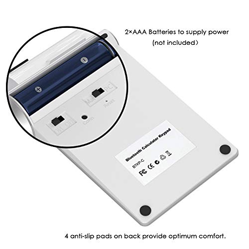 Cateck Wireless Bluetooth Numeric Smart Keypad with Calculator for iMac, MacBooks, PCs, Bluetooth Numeric keypad for Laptop, Wireless 10 Key Number pad for mac, Ten Key MacBook pro Calculator - Thumbnail 5