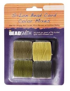 Beadsmith S-Lon Bead Cord, Size 18, Wheatfield Color Mix, 4 colors 77 yards each