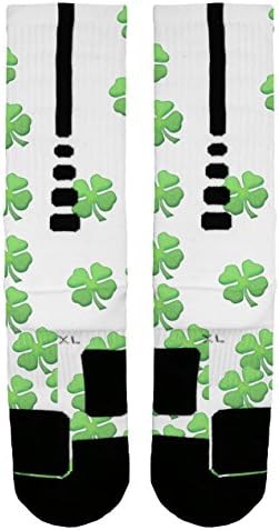 St Patrick's Day Clovers Custom Designed Nike Elite Socks - Large (8-12)