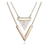 Zealmer Shoopic Marble Triangle Necklace Golden Coin Stud Earrings for Women
