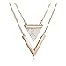 Zealmer Shoopic Layered Triangle Natural Stone Necklace V Bar Shape Marble Pendant Collar Necklace for Women