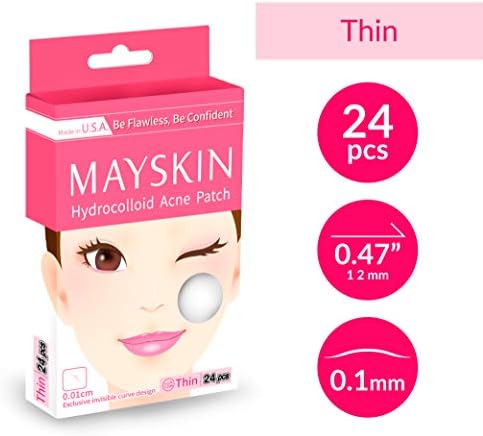 Hydrocolloid Acne Patch, Pimple Healing Patch, Acne Cover Spot Patch by Mayskin (Thin type(24 pcs))