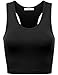Simlu Women Basic Sleeveless Sexy Racerback Cotton Bustier Cropped Tank Top Vest Medium Black