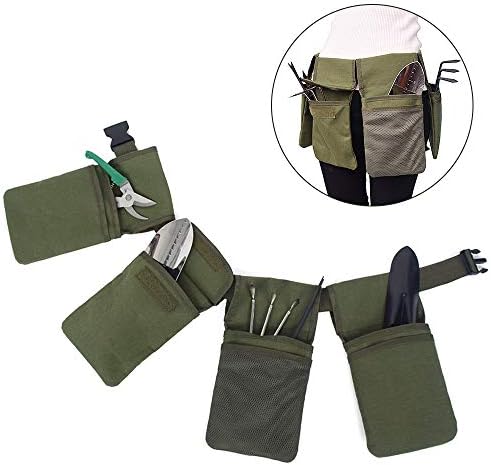 Gardening Tools Belt Bags Plier Wrench Pouch Storage Garden Waist Bag Hanging Pouch Garden Tool Belt with 4 Pouches Green
