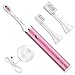 FLEXFORCE Electric Toothbrush for Adults, Rechargeable Toothbrush with 3 Modes and 2 Replacement Heads, Soft Bristles for Sensitive Gum Care, USB Charging Power Toothbrushes for Travel(Rose-Gold)
