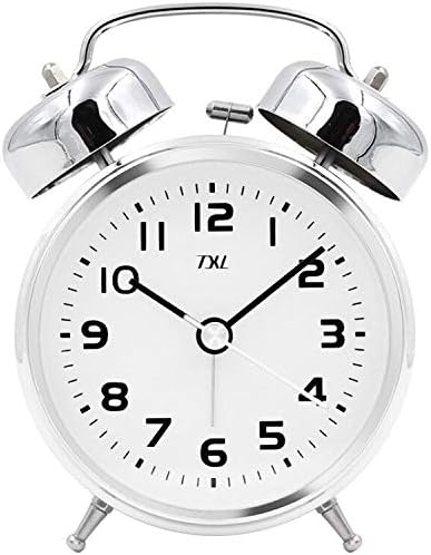 Txl 3 5 Twin Bell Alarm Clock Kids Battery Operated With Nightlight Handheld Sized Non Ticking Silent Metal Alarm Clocks For Bedrooms Heavy Sleepers Bedside Analog Loud Alarm Clock Silver Price In Uae Amazon Uae