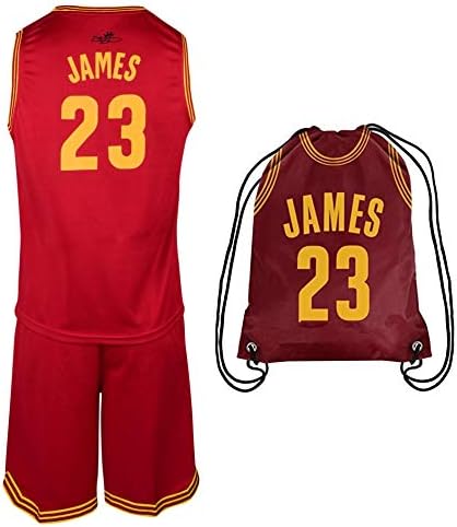 James Red Lebron Kids Basketball Jersey Shorts Set Youth Sizes Premium Quality Gift Set with Backpack