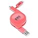 EZOPower Lightning Cable Apple Certified MFI 2 in 1 8-Pin Lightning Connector + Micro USB Charge & Sync Retractable Cable for iPhone, iPod, iPad, Beats Pill+ and Any Micro USB Powered Device - Pink