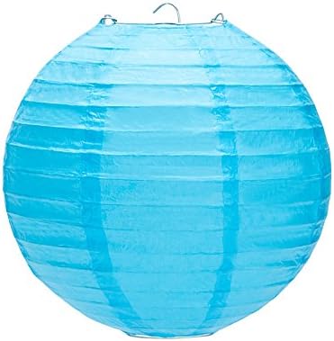 Glotech 8 Inch Blue Paper Lanterns - Rice Paper Hanging Decorations - For Home Decor, Parties, and Weddings,Pack of 10