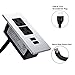 Desk Power Strip Socket with USB, Recessed Power Outlets Connect 2 Plugs 6.5 ft Extension Cord for Reading Office Home Silver