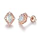 GEMSME Created white Opal 6x8mm oval Stud Earrings