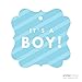 Andaz Press Fancy Frame Square Baby Shower Tags, It's A Boy!, Striped Baby Blue, 24-Pack