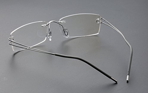 Agstum Pure Titanium Rimless Frame Prescription Hingeless Eyeglasses 52mm (Silver, 52mm)