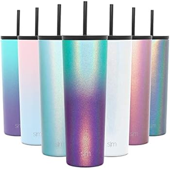 Simple Modern 28oz Classic Tumbler with Straw Lid & Flip Lid - Travel Mug Gift Vacuum Insulated Coffee Beer Pint Cup - 18/8 Stainless Steel Water Bottle Shimmer: Aurora