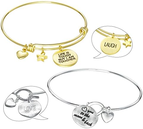 Fancydeli Memorial Bracelet "Life Is Tough But I Am Tougher"&amp;"I Love You To The Moon And Back"