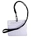 Name Tags 50 Pcs Waterproof Clear Plastic Horizontal Name Tag Badge Id Card and 50 Pcs Black Lanyard