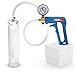 LeLuv Penis Pump Maxi Blue Handle with Gauge, Clear Hose - 9 inch Length x 2 inch Diameter Cylinder