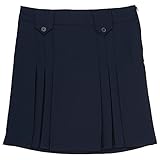 French Toast Little Girls' Front Pleated Skirt With Tabs, Navy, 5