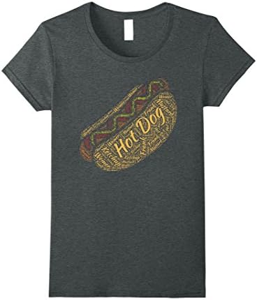 Womens Hot Dog Word Art Funny T-Shirt Large Dark Heather