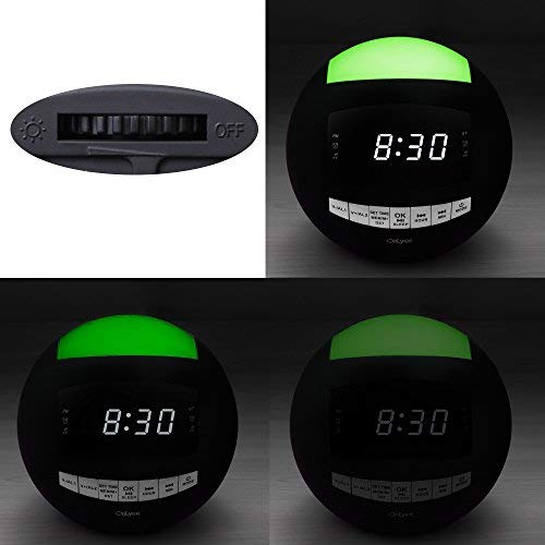OnLyee Bluetooth Alarm Clock Radio, AM FM Radio, Digital LED, 7 Colored Night Light, AUX, Speaker, Dual USB Chargers, Dual Alarms - Kids Desk Kitchen Bedroom Heavy Sleepers