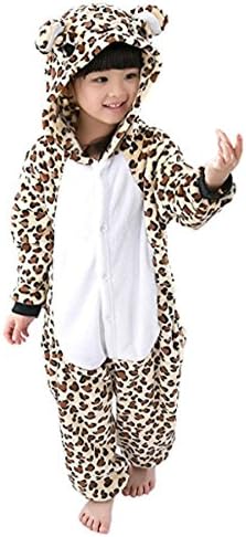 ANGELIENO Unisex Dinosaur Kids Pajamas Animal Costume Sleeping Wear 5 Size (L, Leopard)