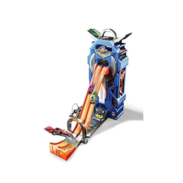 Hot Wheels FTB68 - City Power Parkgarage und Parkhaus mit Rennbahn, Garage für 35+ Autos inkl. 1 Spielzeugauto, ca. 57 cm hoch, für Kinder ab 5 Jahren