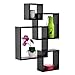 Giantex 4 Cube Intersecting Floating Shelves Square Wall Mounted Shelves Wood Home Furniture Accent Decorative Wall Shelf, Black