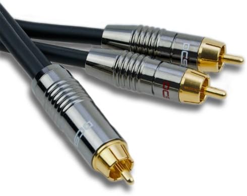 DCSk 5m Audio Y Subwoofer Cable (5 m) Gold Plated & Triple Shielded, RCA Cables with 1 to 2 RCA Male cinch plug, Audio Cable