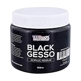 U.S. Art Supply Black Gesso Acrylic Medium, 500ml Tub - 16.9 Ounces Over a Pint