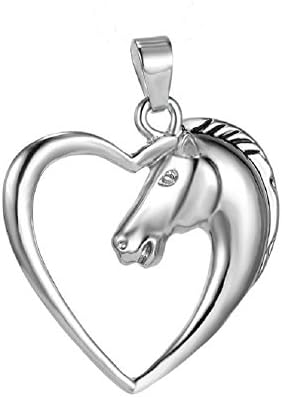 Stainless Steel 316L Horse in Heart 18" Pendant Necklace