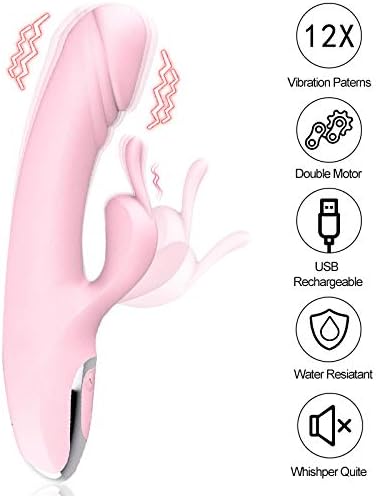 Rechargeable G Spotter Rabbit Silent Vibrantor, Multi-Speed Waterproof for Women, Pink