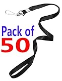 Black Lanyard Bulk Pass ID Lanyards Set of 50 PCS for Key ID Badges Card Holder Office School Hall Library Conference Kids Women Men Teachers Girls Keychain