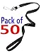 Black Lanyard Bulk Pass ID Lanyards Set of 50 PCS for Key ID Badges Card Holder Office School Hall Library Conference Kids Women Men Teachers Girls Keychain