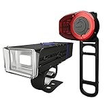Bike Light– Rechargeable Powerful Super Bright (400 Lumen) Front Bicycle LED Flashlight / Headlight + Back Taillight – Water Resistant Torch for Night Bike Riding, Mountain Biking, Cycling – Universal