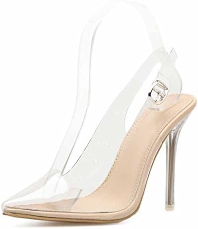 Women Transparent Pumps Spring Summer New Pointed Charming Sandals Crystal Transparent High Heels Shoes ( Color : Beige , Size : 37 )