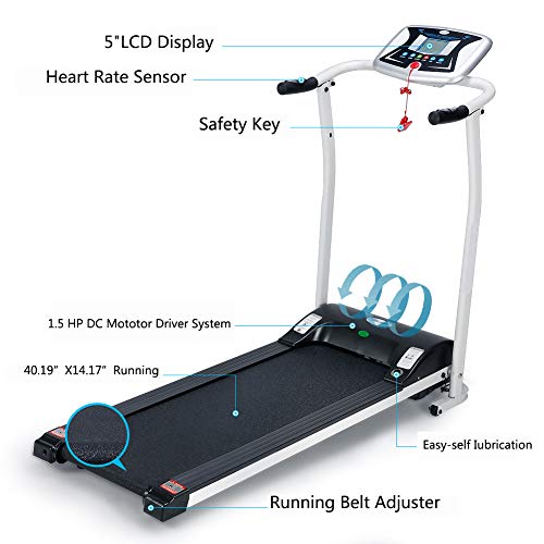 ncient Treadmill for Home Folding Electric Treadmill Walking Running Machine Fitness Exercise Machine for Home Gym Office Small Spaces (White)