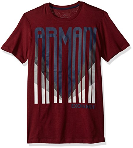A|x armani exchange men s logo barcode tee, maroon, lar…