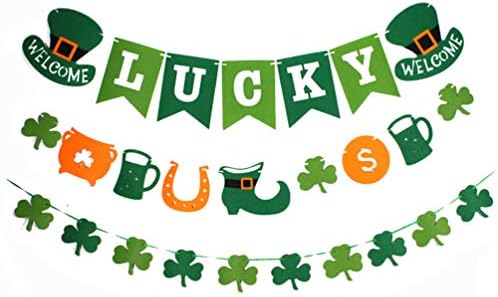 St. Patrick 's Day Decorations, Irish Party Supplies, Green Felt Shamrock Clover Lucky Garland Banner Decor, Saint Patrick's Day Photo Booth Props (3pcs St Patrick's)