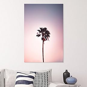 Canvas Wall Art - Romantic View of Lone Tall Palm Tree - Giclee Print Gallery Wrap Modern Home Art Ready to Hang - 12x18 inches
