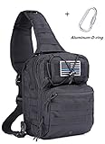 Boxuan Outdoor Tactical Shoulder Backpack(+flag patch), Military & Sport Bag Pack Daypack for Camping, Hiking, Trekking, Rover Sling,chest bag ,Multi-Size Options,Multi-color Options