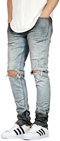 New Men's Knee Destroyed Ankle Zip Jeans - 5 Colors