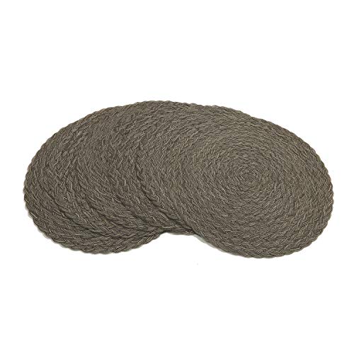 Topotdor Round Placemats Heat-Resistant Stain Resistant Anti-Skid Washable Polyproplene Table Mats Placemats (Olive, Set of 6)